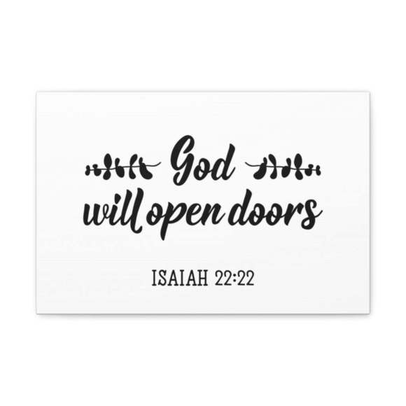 Scripture Sign God Will Open Doors Leaves Isaiah 22:22 Christian Wall Art Bible